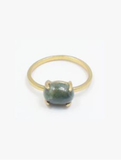 green Elegant Oval Shaped Natural Stone Ring
