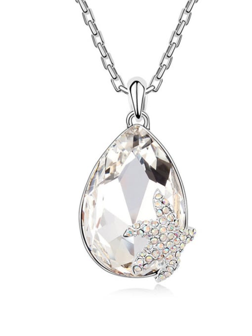 QIANZI Fashion Water Drop austrian Crystal Starfish Alloy Necklace 1
