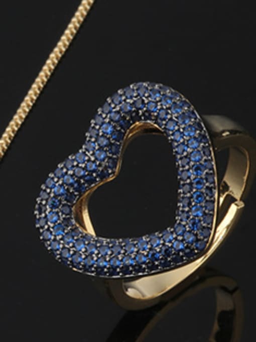 Ring (Blue ) Copper With Cubic Zirconia Classic Heart Jewelry Sets