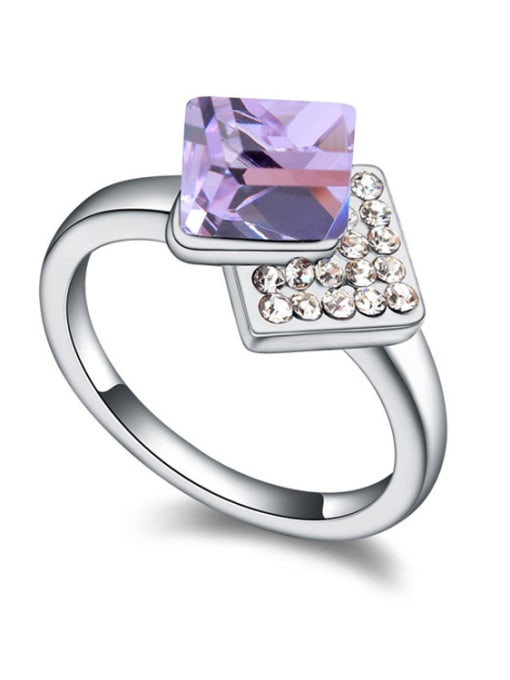 purple Simple Cubic austrian Crystals Alloy Ring