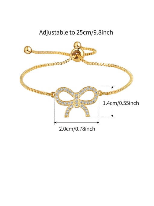 Mo Hai Copper With Cubic Zirconia Simplistic Bowknot Adjustable Bracelets 3