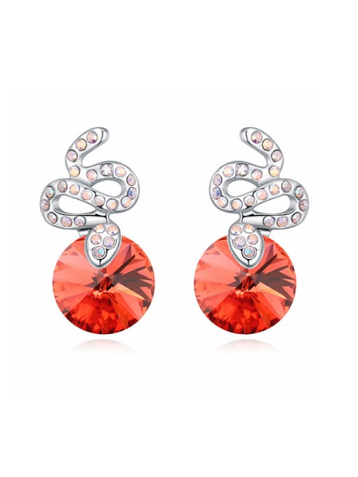 Red Fashion Cubic austrian Crystals Little Snake Stud Earrings