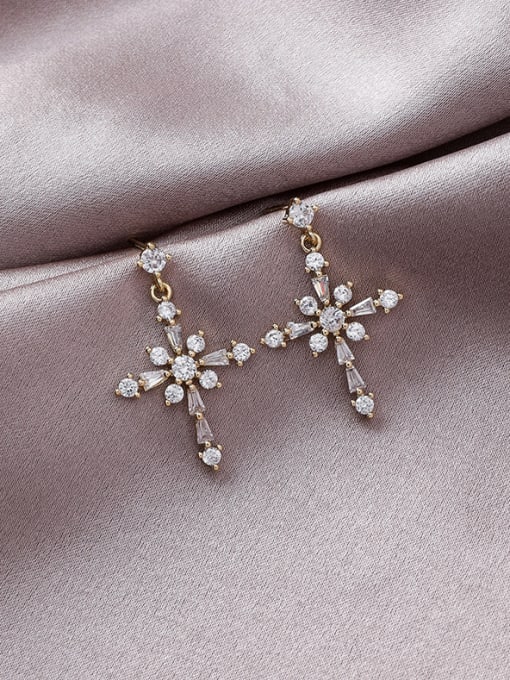 Girlhood Alloy With Gold Plated Personality Cross Drop Earrings 1