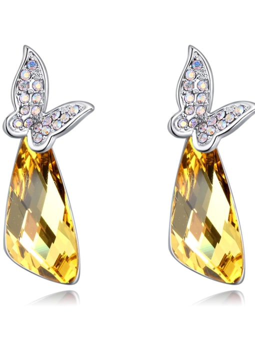 QIANZI Fashion austrian Crystals Butterfly Alloy Earrings 2