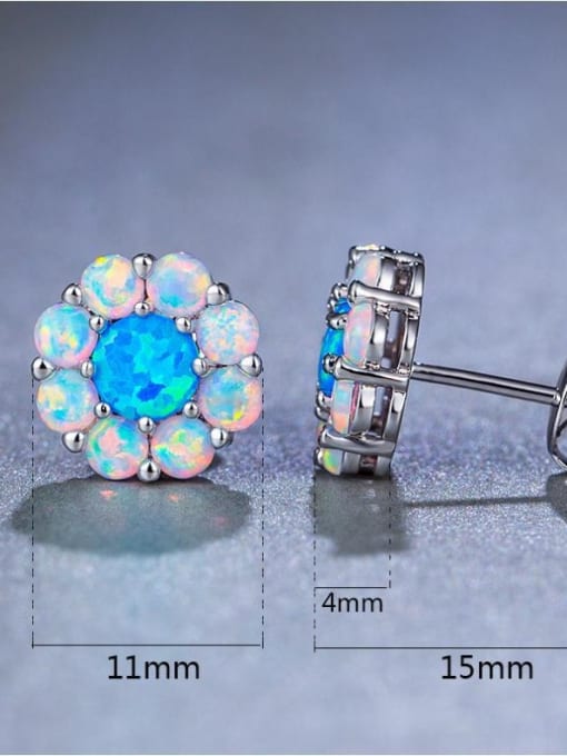 Blue Elegant Flower Shaped Blue Stones Fashion Stud Earrings