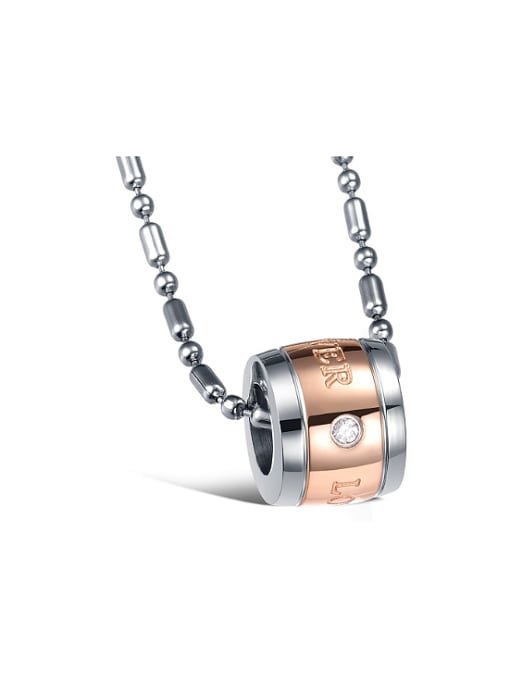 Rose Gold Fashion Personalized Round Bead Rhinestone Titanium Lovers Necklace