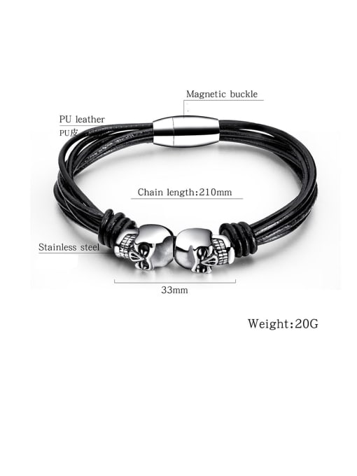 Open Sky Stainless Steel With Platinum Plated Simplistic Skull Bracelets 3