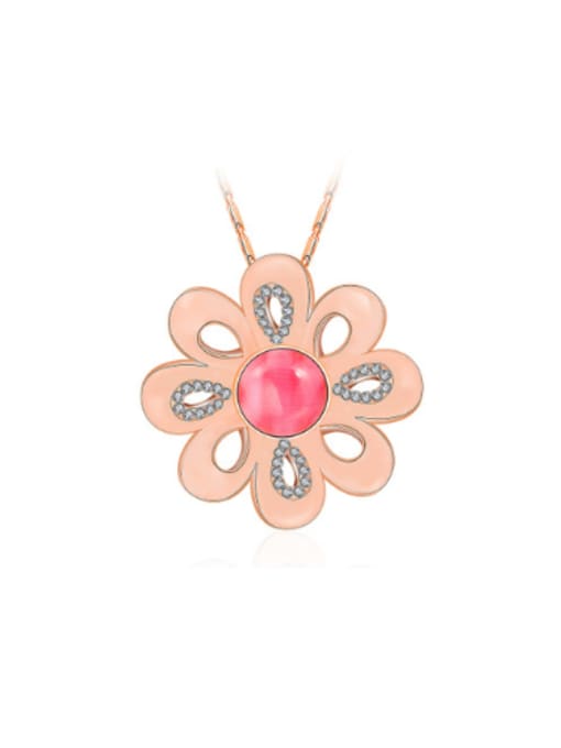 Ronaldo Creative Flower Shaped Opal Stone Women Necklace 0