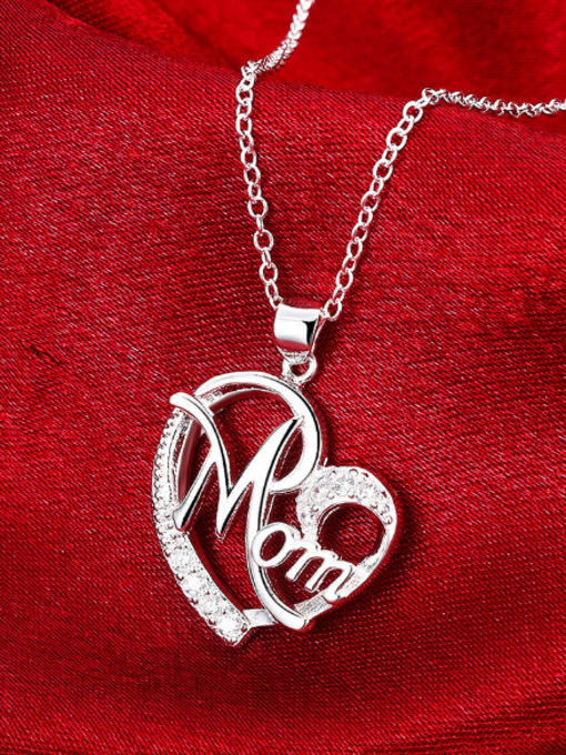 OUXI Fashion Heart-shaped Mom Rhinestones Necklace 2