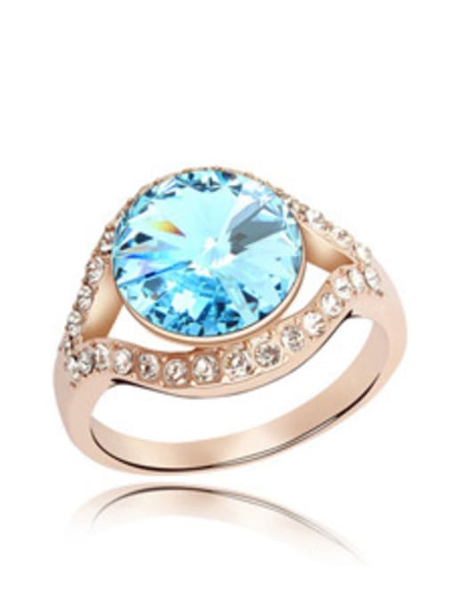 blue Fashion Round austrian Crystal Champagne Gold Alloy Ring