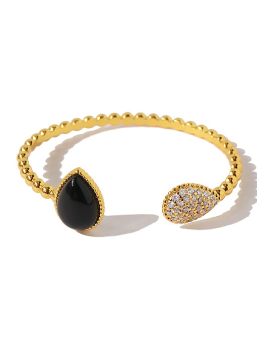 gold black Copper With Gold Plated Simplistic Heart Free Size  Bangles