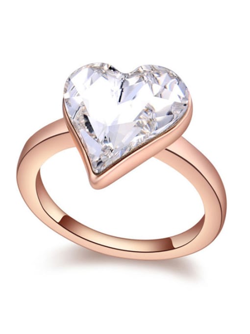 White Simple Heart austrian Crystal Rose Gold Plated Alloy Ring