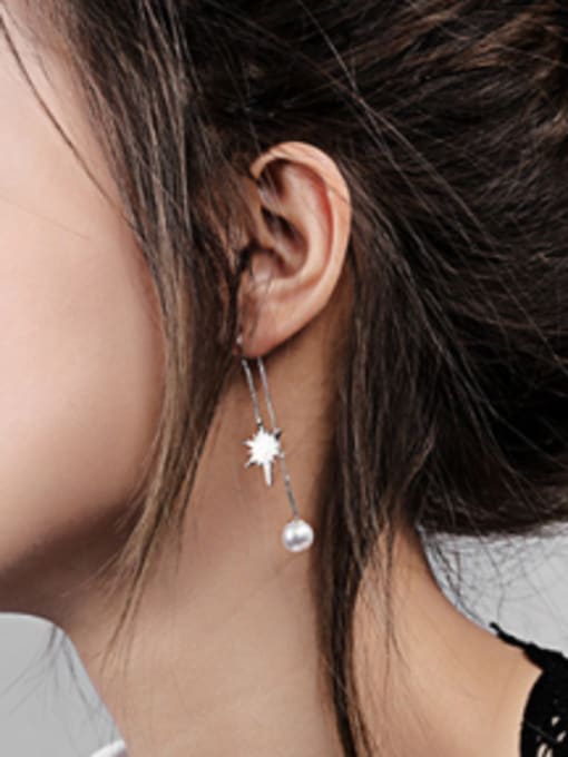 Open Sky Fashion Artificial Pearl Rhinestone-studded Star Line Earrings 1