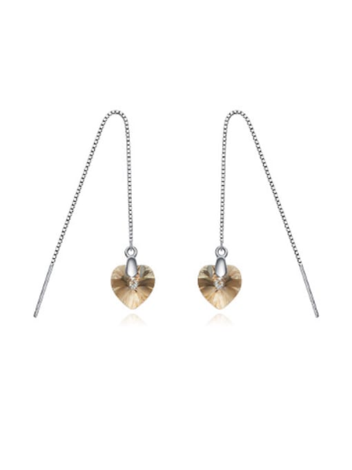 Yellow Simple Heart shaped austrian Crystal Line Earrings