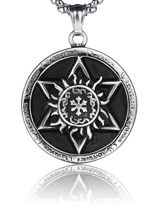 Round Hexagram (without Chain) Stainless Steel With Antique Silver Plated Trendy Star of david Necklaces