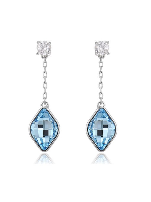 Blue Copper Alloy White Gold Plated Fashion Diamond Gemstone drop earring