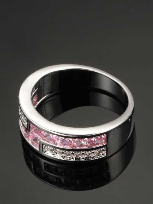 ZK Pink Zircons Simple Classical Ring with Plating 2