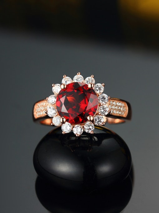 Deli Fashion Ruby Gemstone Flowery Engagement Ring 1
