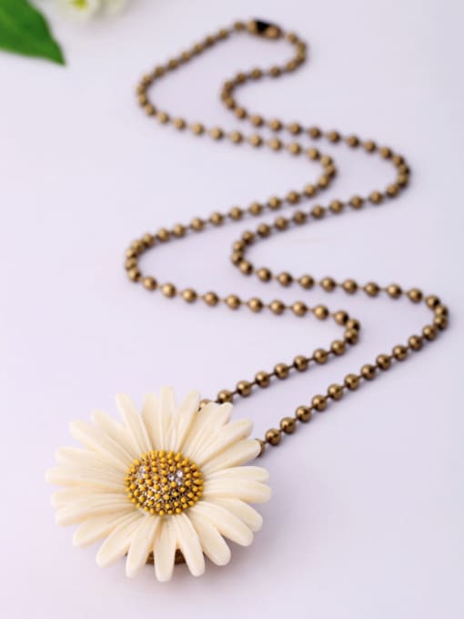 KM Sun Flower Long Alloy Necklace 2