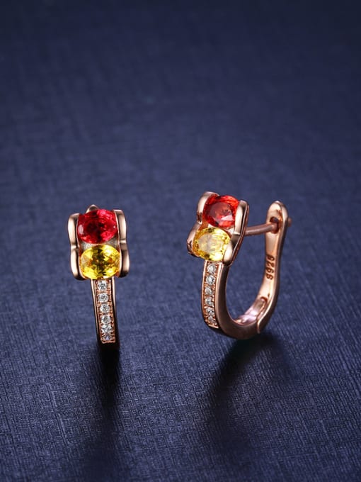 Deli Rose Gold Plated Multi-color Gemstones stud Earring
