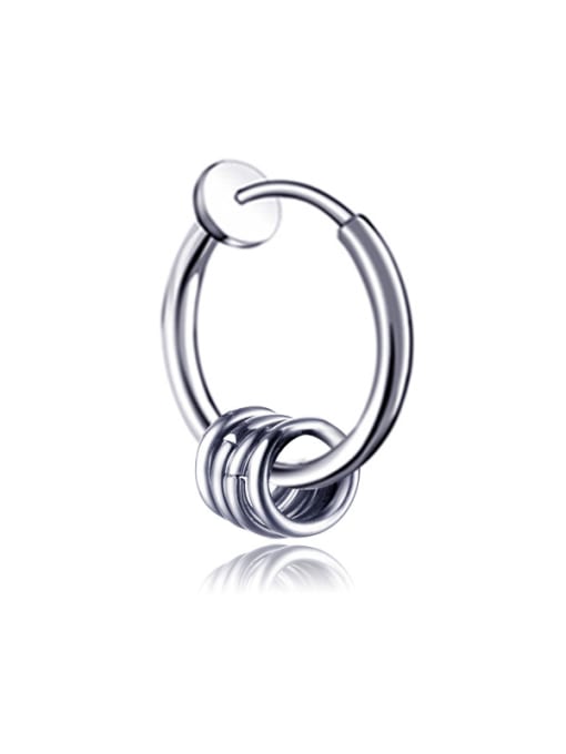 Four-ring ear clip steel Stainless Steel With Personality Round Earrings