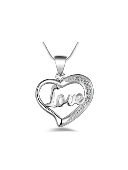 Ya Heng Fashion Heart LOVE Pendant Copper Necklace 0