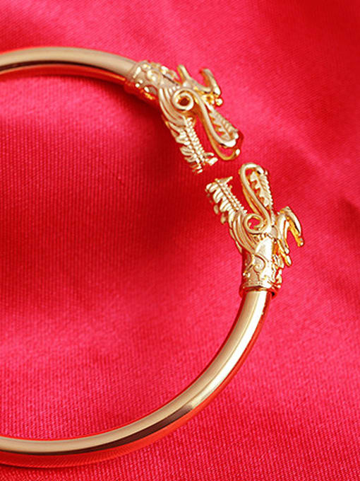 XP Copper Alloy 24K Gold Plated Retro style Dragon Head Opening Bangle 1
