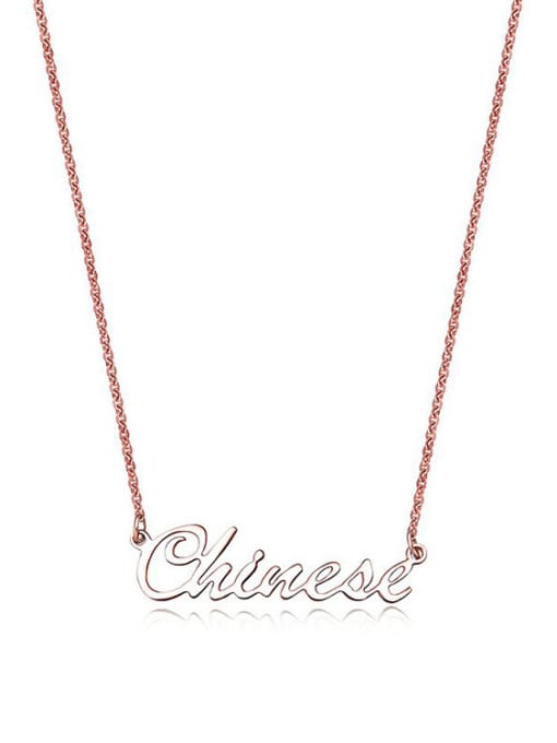 JINDING Fashion Titanium Rose Gold Letters Short Necklace