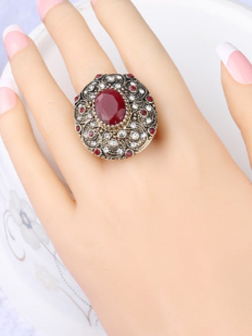 Gujin Retros style Exaggerated Stone Crystals Ring 1