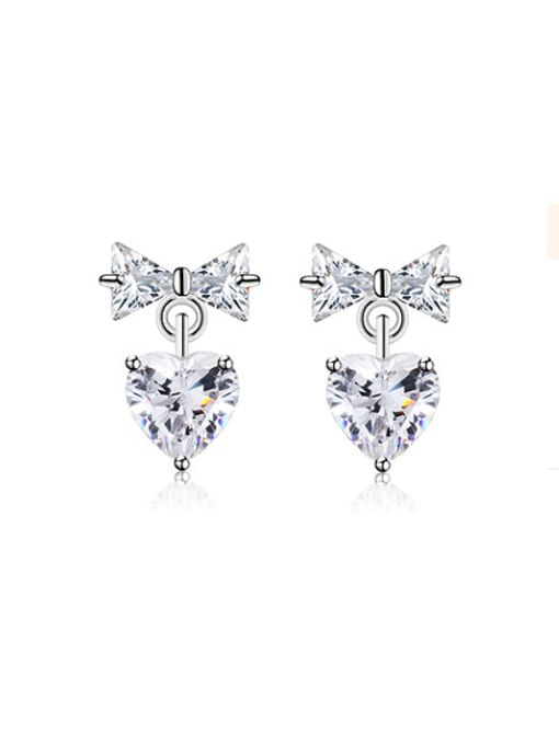 XP Copper Alloy White Gold Plated Simple style Heart-shaped stud Earring 0