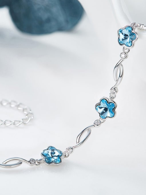 CEIDAI Simple Flowery austrian Crystals Silver Bracelet 3