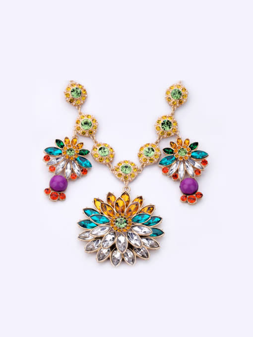 KM Colorful Flower Artificial Stones Alloy Necklace 2
