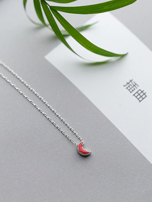 Rosh Sterling silver sweet red crescent MINI necklace 0