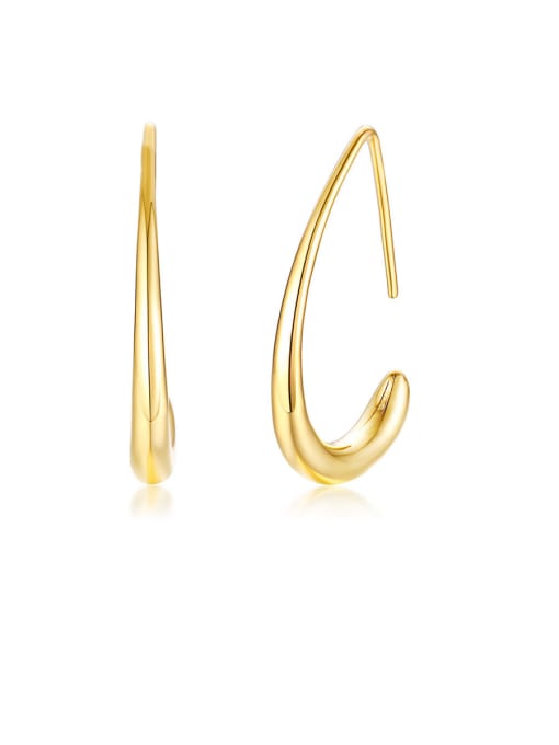 CONG Stainless Steel With Gold Plated Simplistic Irregular Hook Earrings 0