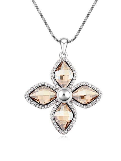 QIANZI Fashion Rhombus austrian Crystals Flowery Alloy Necklace 2