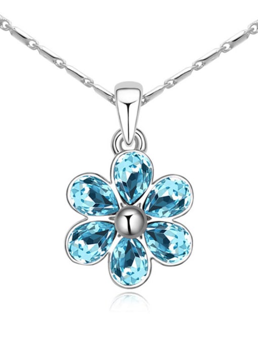 blue Simple Water Drop austrian Crystals Flower Alloy Necklace