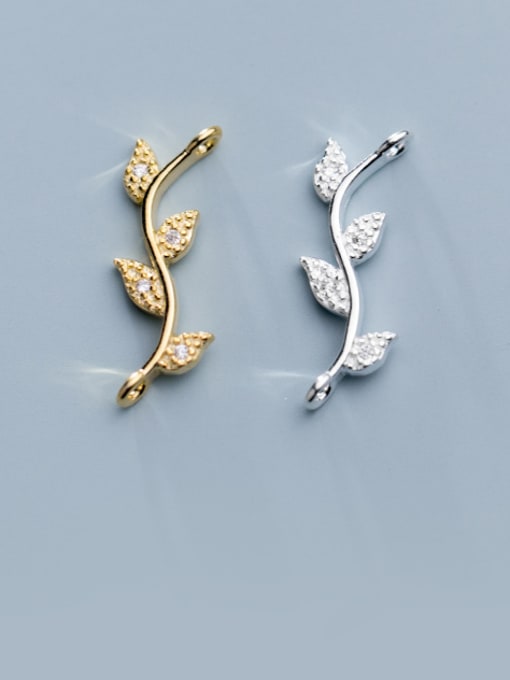 FAN 925 Sterling Silver With Gold Plated Simplistic Leaf Charms