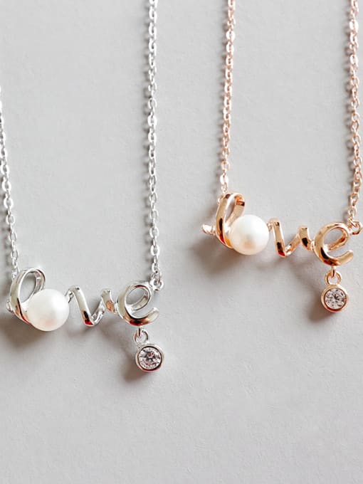 DAKA 925 Sterling Silver With 18k Rose Gold Plated Romantic Monogram & Name Necklaces 0