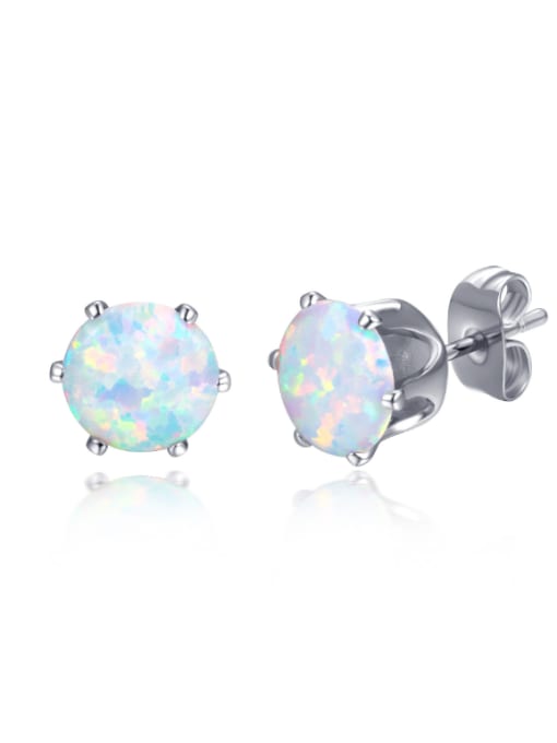 White Non Impregnated Drill Money Exquisite Elegant Round Shaped Small Stud Earrings
