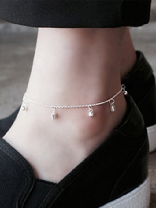 DAKA Simple Little Beads Silver Women Anklet 1