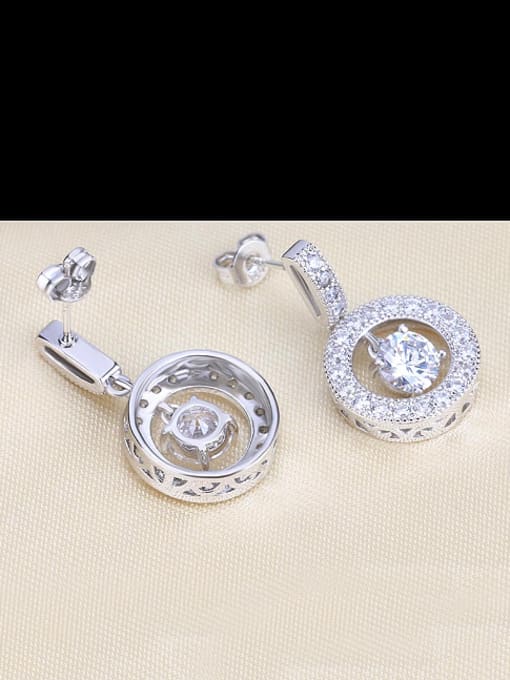 Gujin Fashion 925 Silver Cubic Zircon Hollow Round Earrings 2