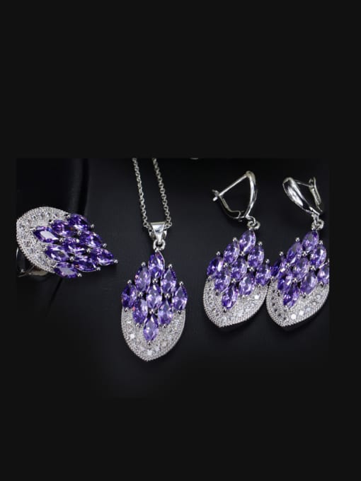 Purple Ring 8 Yards Exquisite Luxury Wedding Accessories Jewelry Set