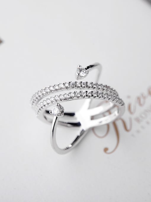 White Gold Personalized fashion micro-inlay zricon ring