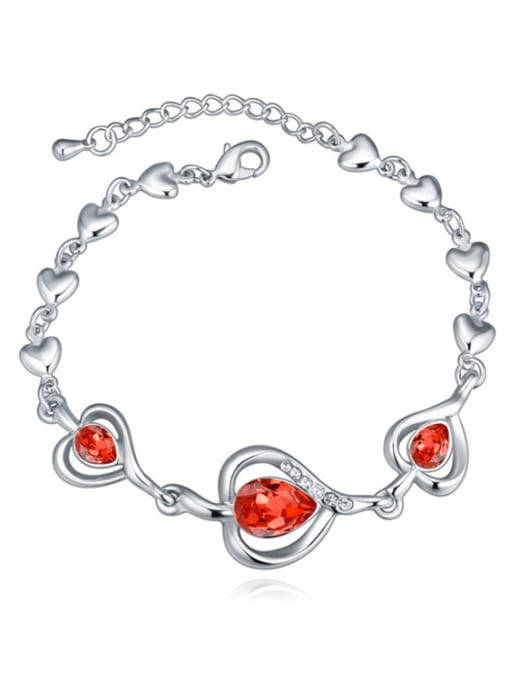 Red Exquisite Water Drop austrian Crystals  Heart Alloy Bracelet