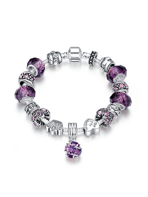 Purple Fashion Pink Glass Beads Zircon Bracelet