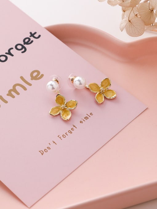 C orang Alloy With Rose Gold Plated Cute Flower Drop Earrings