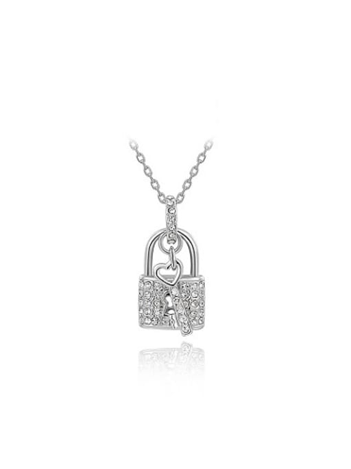 Platinum Fashion Locket Shaped Austria Crystal Necklace