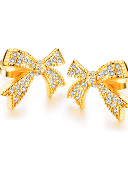 023-18K gold plating Copper With 18k Gold Plated Classic Bowknot Earrings