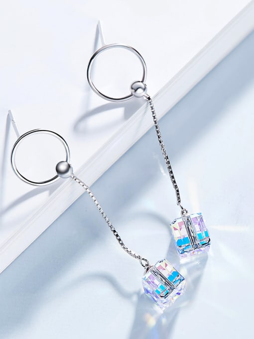 CEIDAI S925 Silver Square-shaped threader earring 2