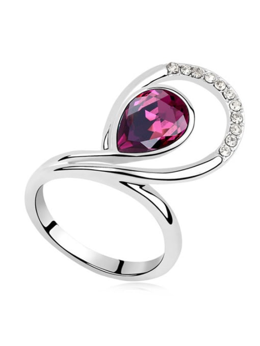 Purple Exaggerated Water Drop austrian Crystal Alloy Ring